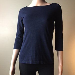 LOFT XSP Navy Blue 3/4 Sleeve Petite T-shirt Extra Small Petite Top